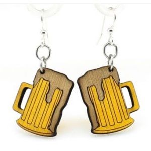 Beer Mug Wooden Light Weight Laser Cut Dangle Earrings Made in the USA